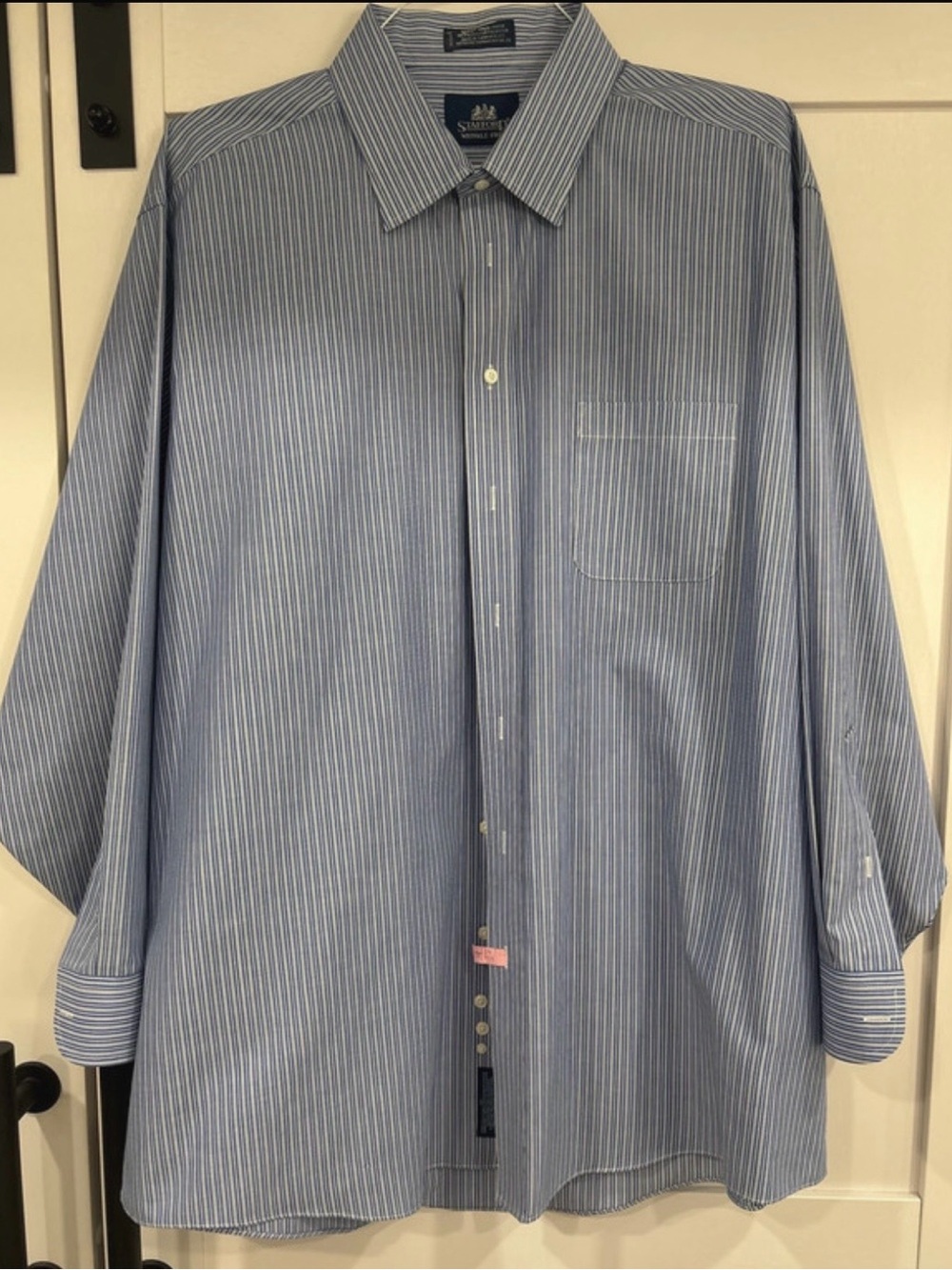 Stafford Light Blue and White Pinstripe Dress Shirt